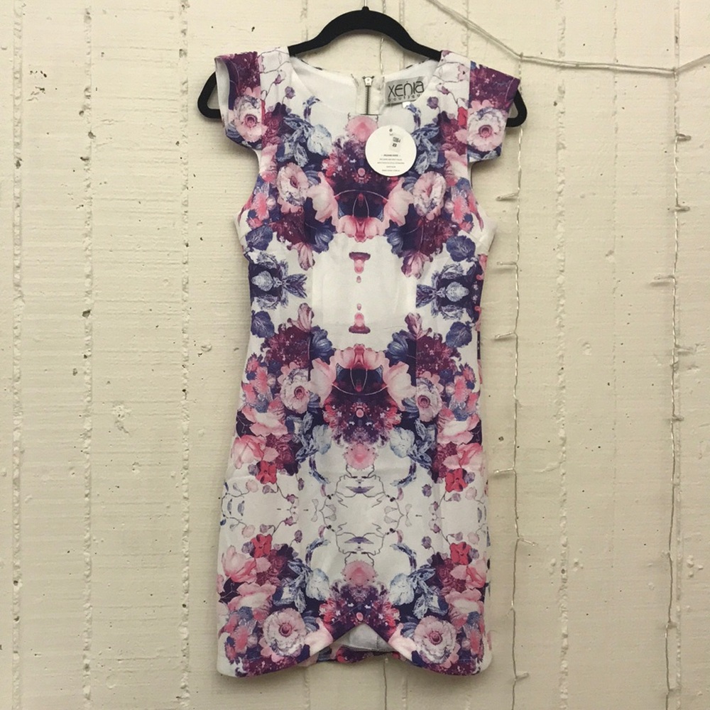 White purple and blue formal dress